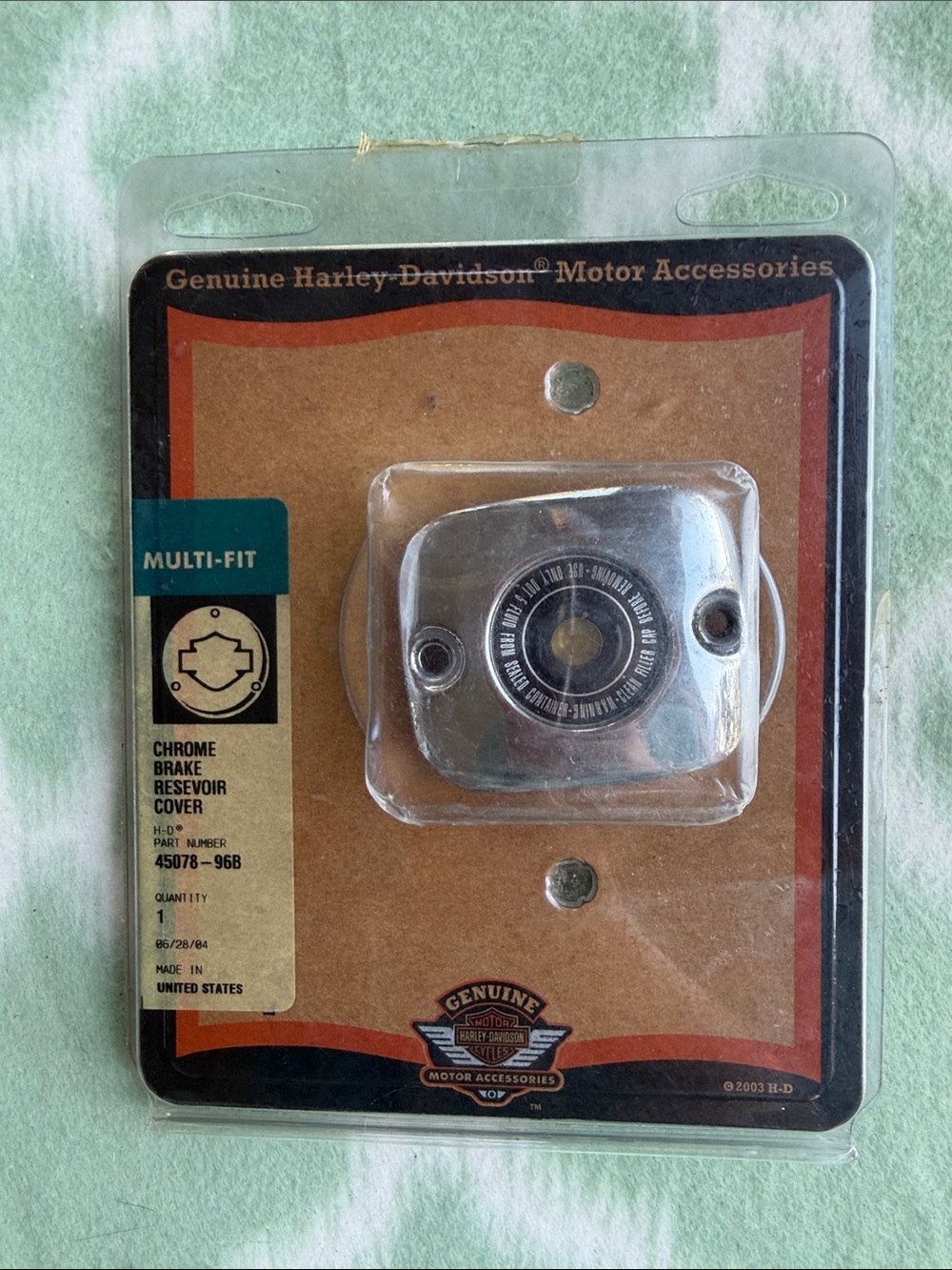 NEW Harley-Davidson Chrome Brake Reservoir Cover - Silver - HD part# 45078-96B